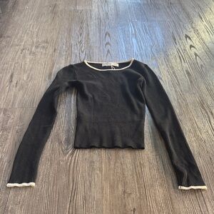 Mango Black Ribbed Long Sleeve Top